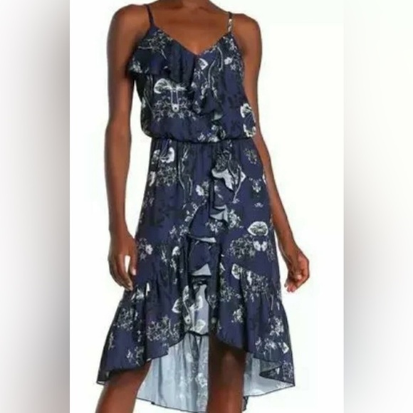 Parker Dresses & Skirts - Parker Navy Paradise Floral Ruffle Midi Dress | NWT | Size M